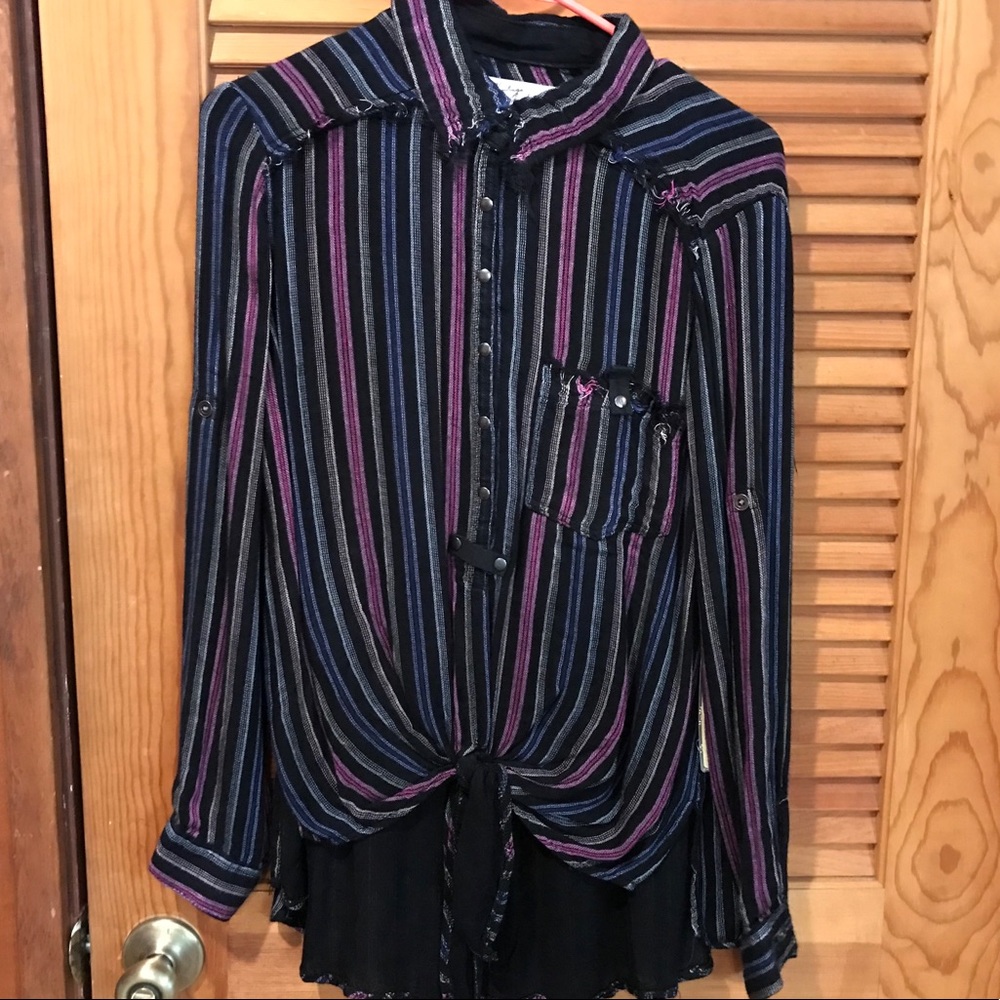 Button-down pinstriped long sleeve